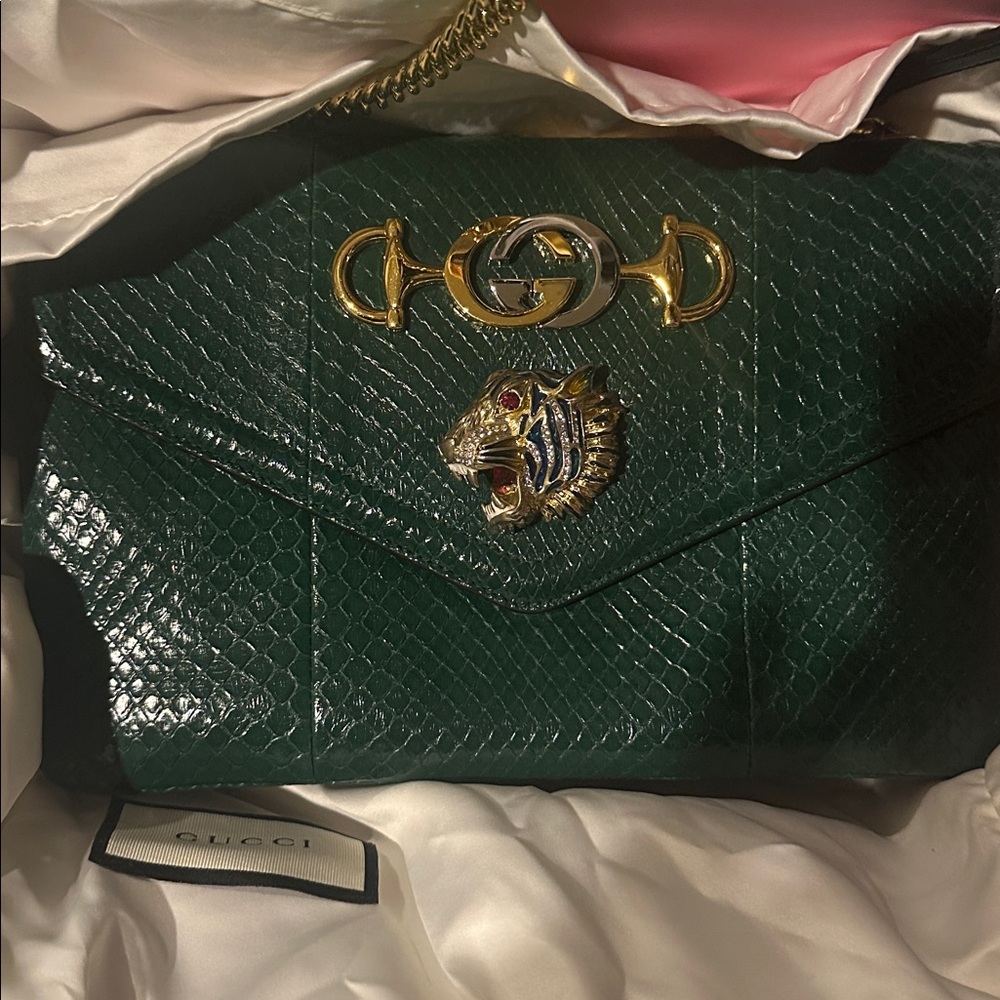 Gucci Rajah Green Genuine Python Bag - Picture 13 of 15